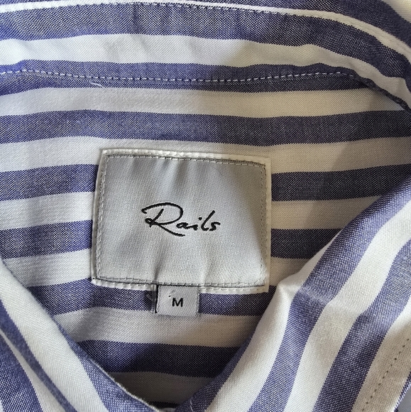 Rails Val Blue White Stripe tie front button up shirt size medium - Picture 12 of 14